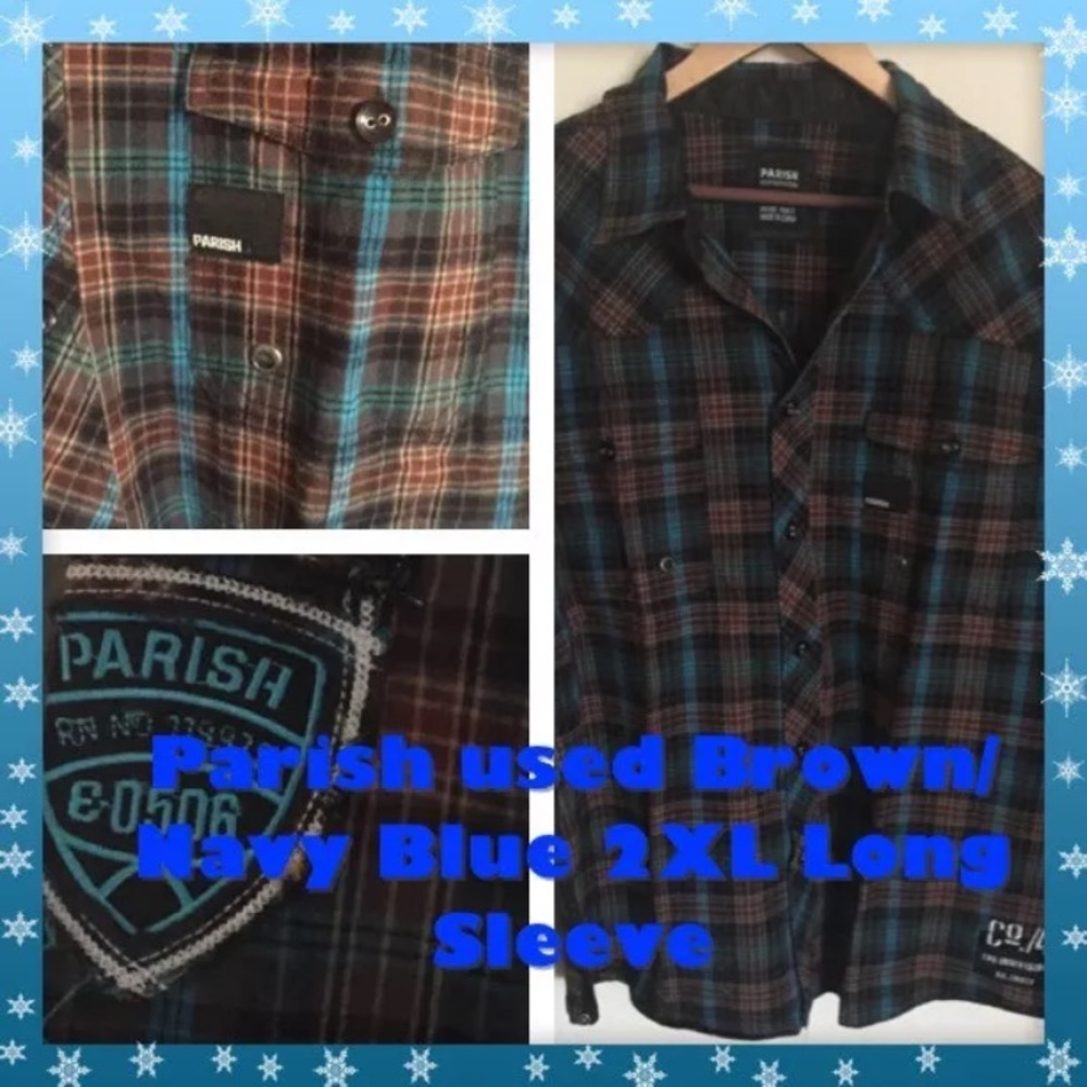 Parish Long Sleeve Brown/Blue Size 2XL Used